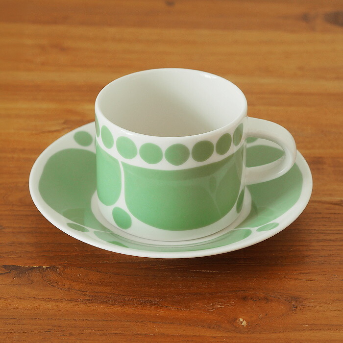 ■アラビア スンヌンタイ ティーカップ＆ソーサー ライトグリーン / ARABIA Sunnuntai