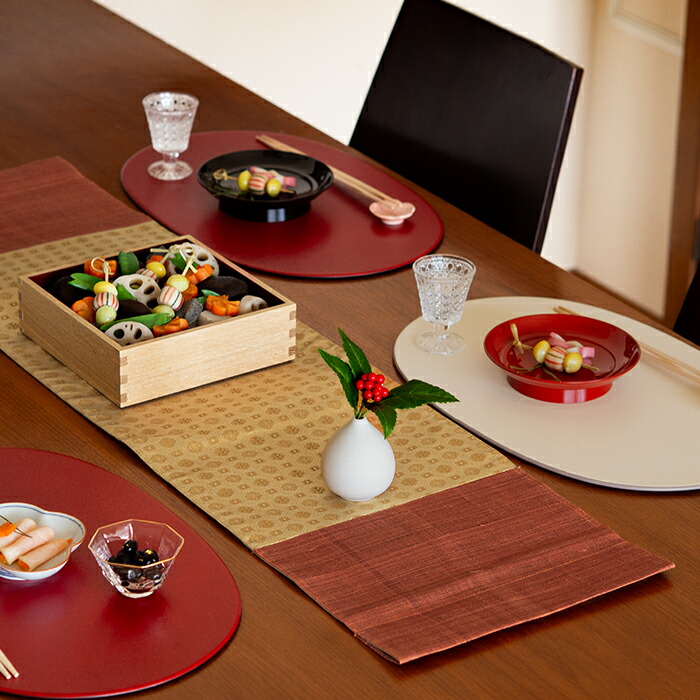 バンイノウエ　華わび裂ラナー　テーブルランナー 　さび朱　/　BAN INOUE