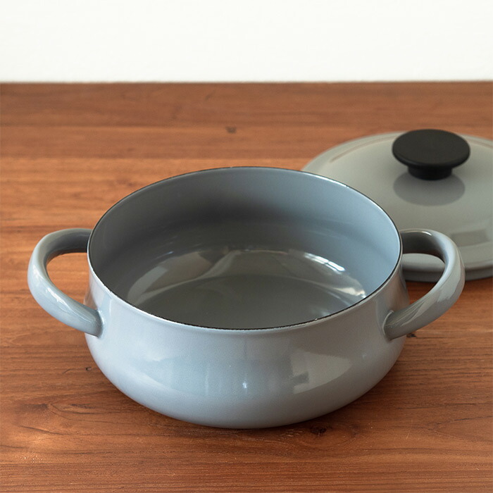 野田琺瑯×天一印　LUKE（ルーク） 浅型キャセロール 21cm　グレー