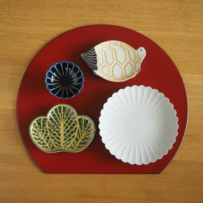 ■【2026年福袋4】初春のお膳に嬉しい ハレの日の半月盆5点セット【亀】【ラッピング不可】【12月中旬～年内配送予定】