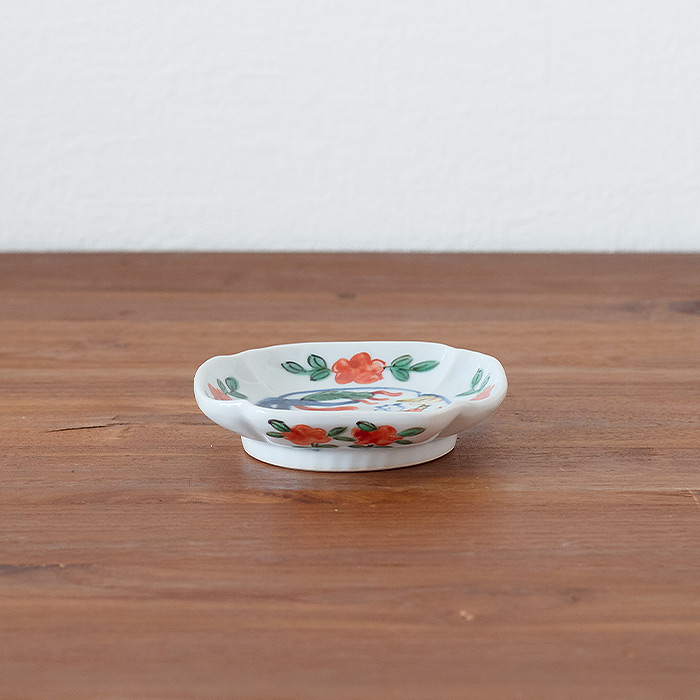 堀畑蘭 隅入豆皿 色絵 じゃんけん唐子