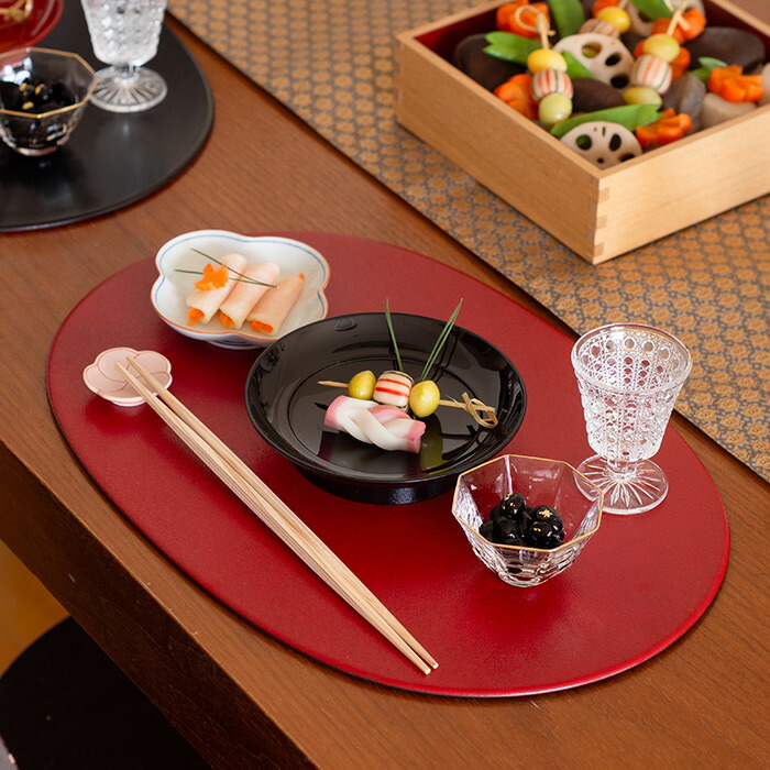 【プロキッチンオリジナル】【単品】小判盆　両面　赤×黒　/　PROKITCHEN