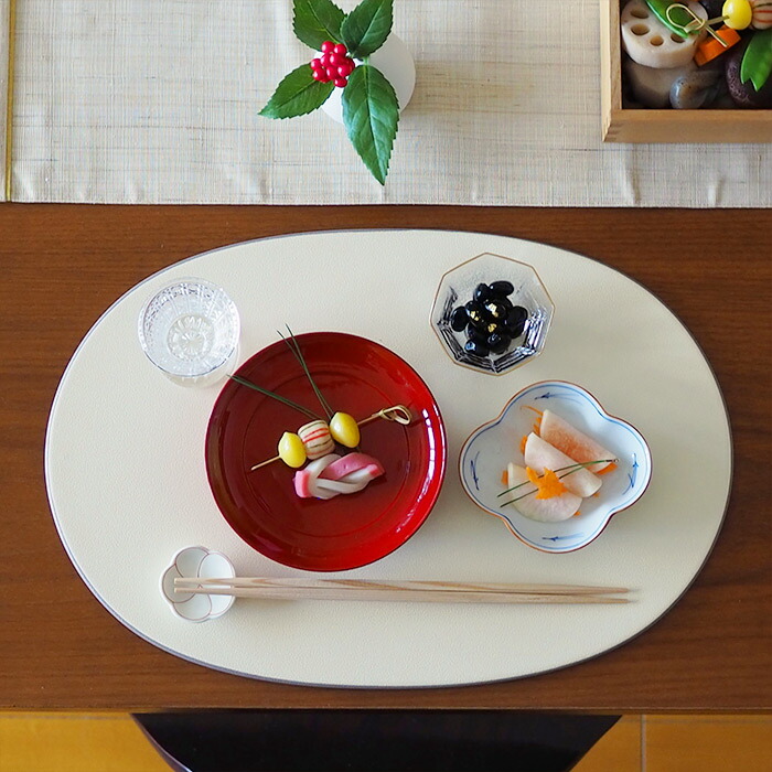 ■【プロキッチンオリジナル】【2枚セット】小判盆　両面　アイボリー×グレージュ　/　PROKITCHEN