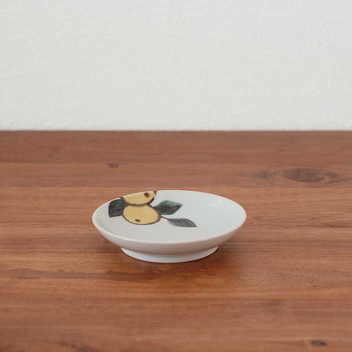 徳永遊心窯 色絵みかん  3寸皿