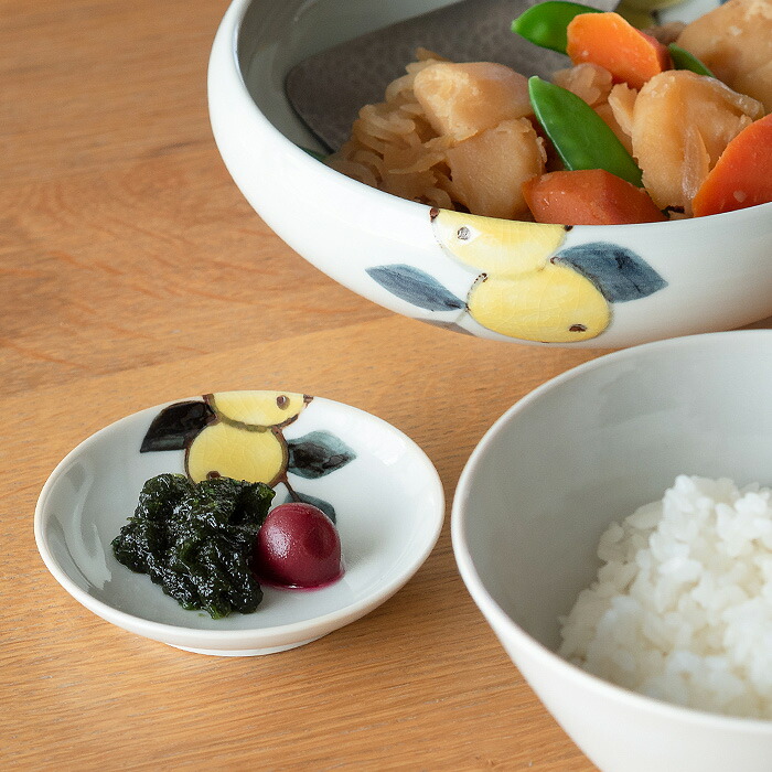 徳永遊心窯 色絵みかん  3寸皿