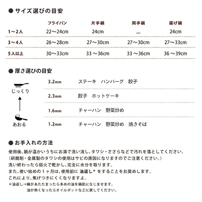 【公式】IH対応　山田工業所　鉄打出【丸柄フライパン】 （2.3mm） 26cm 空焚き済み
