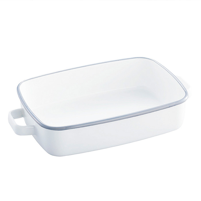 365methods　ホーローオーブンディッシュ　浅型M　ホワイト×ライトグレー