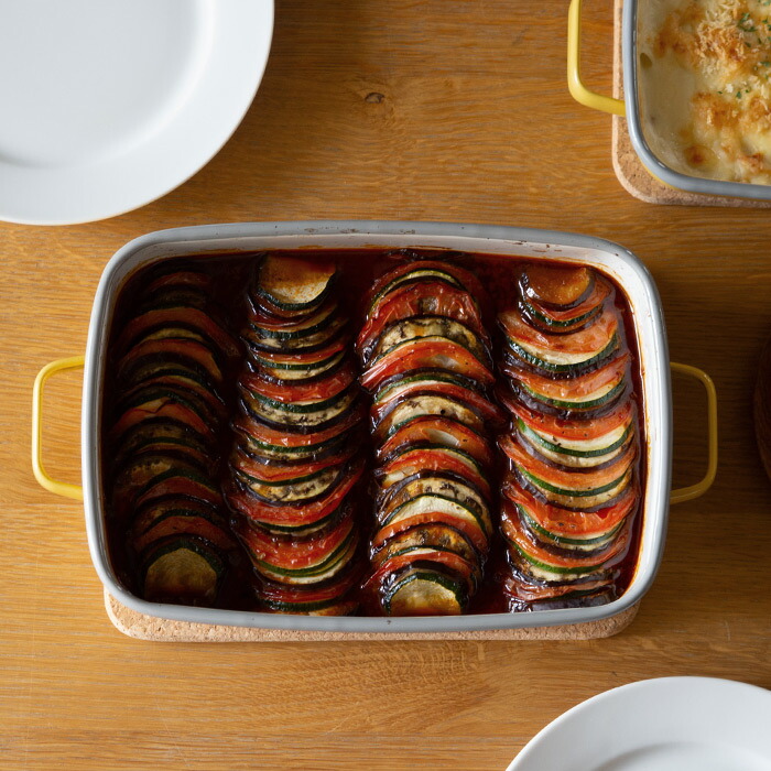 365methods　ホーローオーブンディッシュ　浅型M　イエロー×ライトグレー