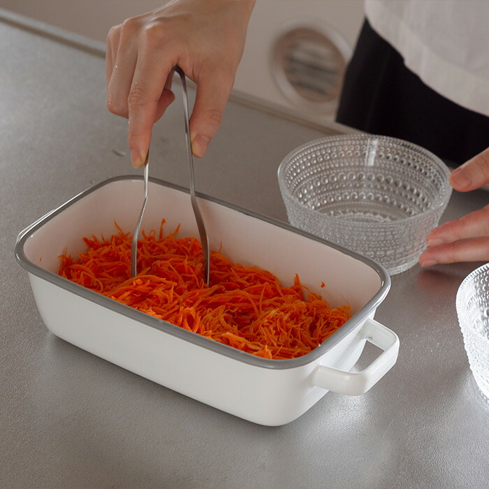 365methods　ホーローオーブンディッシュ　レクタングル　ホワイト×ライトグレー