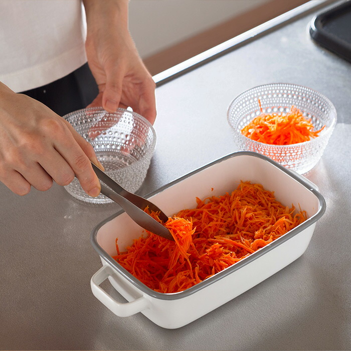 365methods　ホーローオーブンディッシュ　レクタングル　ホワイト×ライトグレー