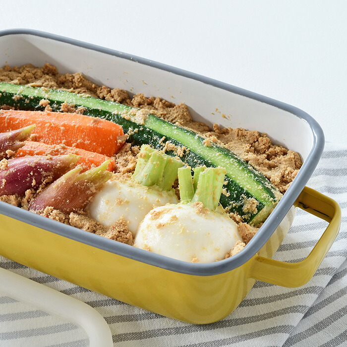 365methods　ホーローオーブンディッシュ　レクタングル　イエロー×ライトグレー