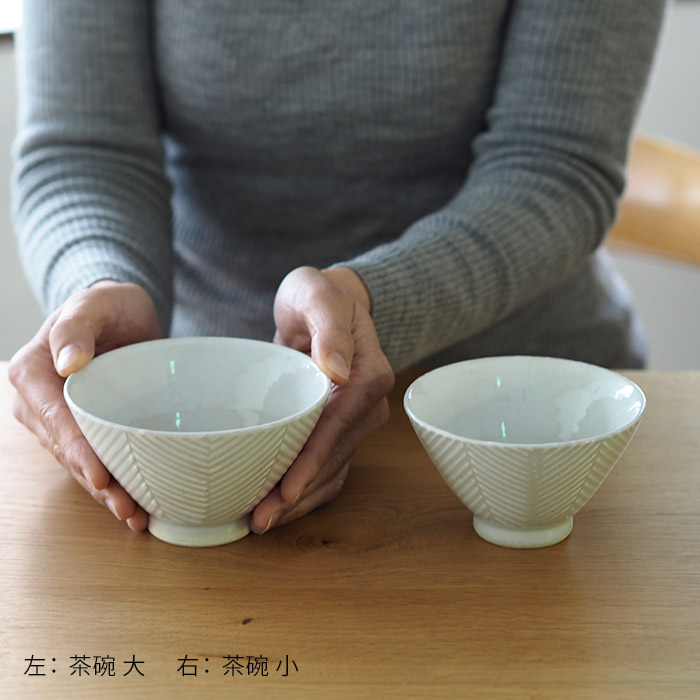 オリメ　Pヘリンボーン　茶碗　小　ホワイト　/　ORIME