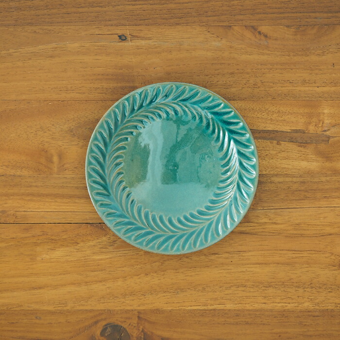  トルコブルー 5寸葉紋皿 2