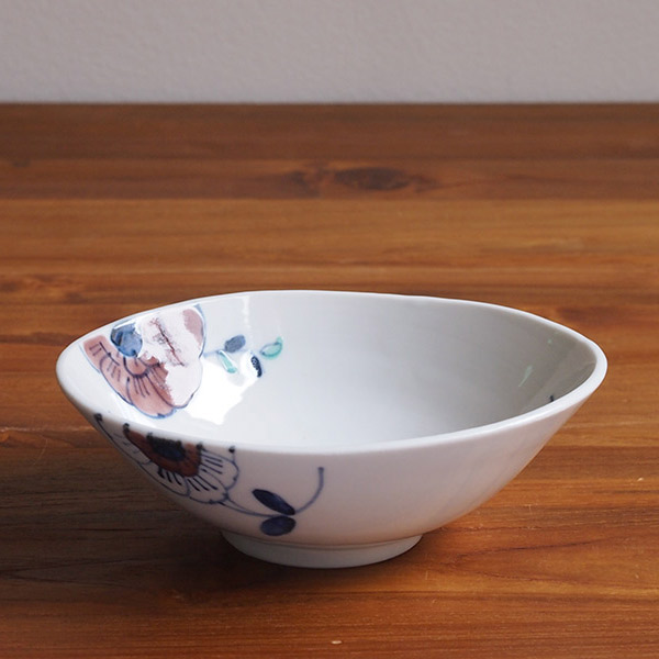 九谷青窯　高原真由美　色絵ビオラ　楕円鉢